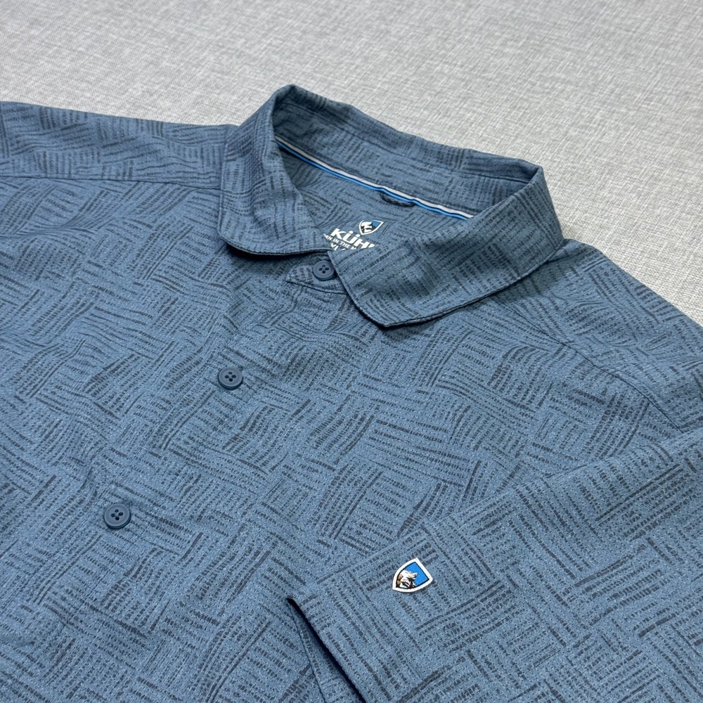 Kuhl Breeze Lightweight Button-Up Shirt Mens XL Blue Geometric Breathable